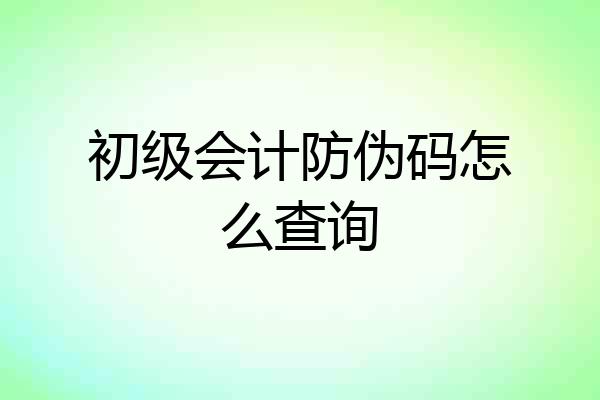 初级会计防伪码怎么查询