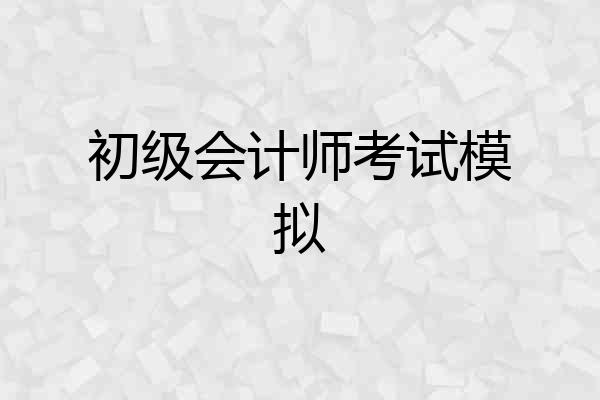 初级会计师考试模拟