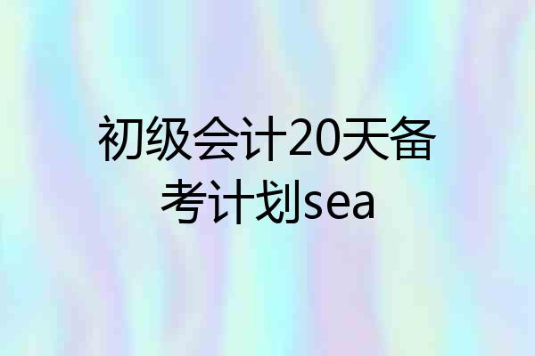 初级会计20天备考计划sea