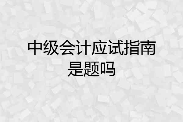 中级会计应试指南是题吗