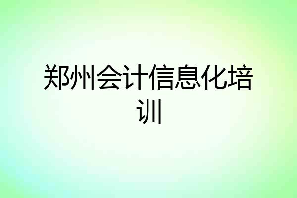 郑州会计信息化培训