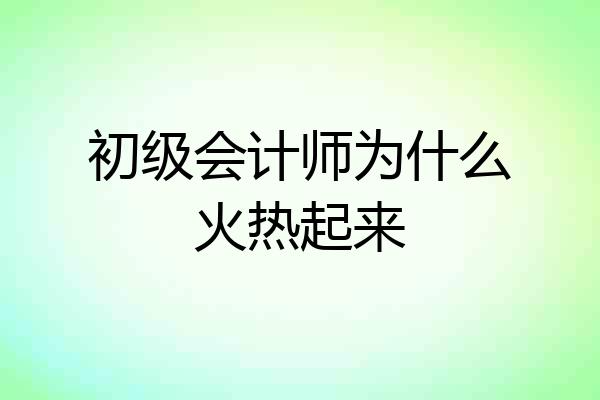 初级会计师为什么火热起来