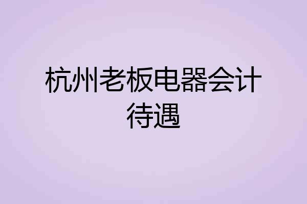 杭州老板电器会计待遇