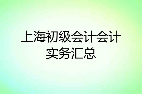 上海初级会计会计实务汇总