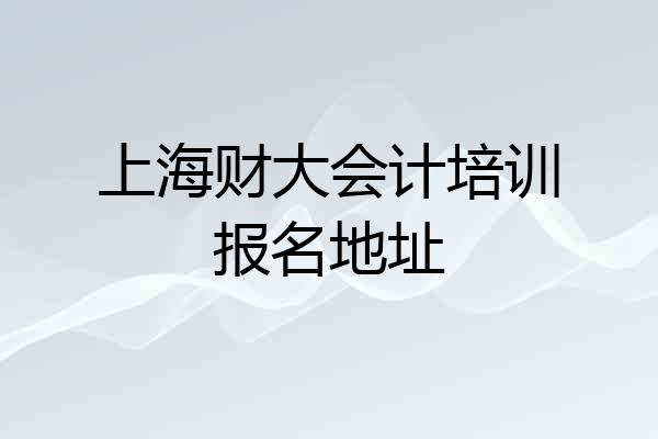 上海财大会计培训报名地址