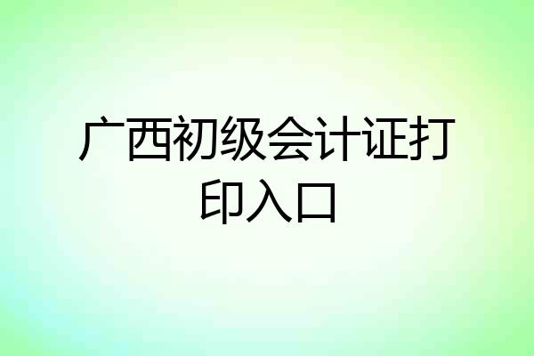 广西初级会计证打印入口