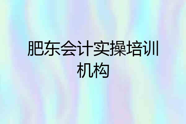 肥东会计实操培训机构