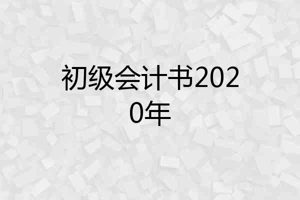初级会计书2020年