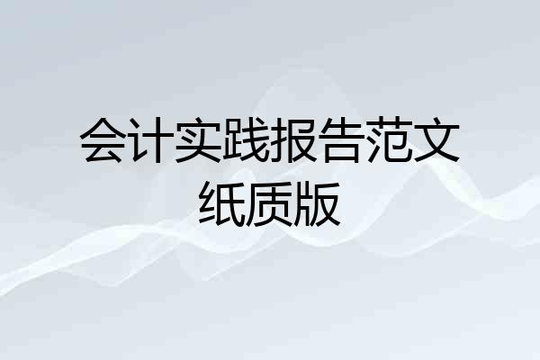 会计实践报告范文纸质版