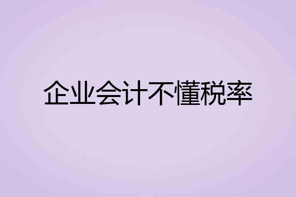 企业会计不懂税率