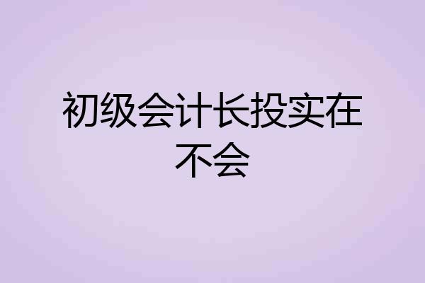 初级会计长投实在不会