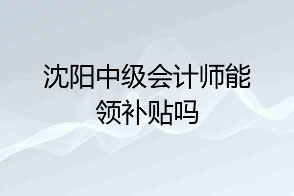 沈阳中级会计师能领补贴吗