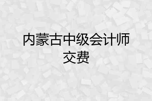 内蒙古中级会计师交费