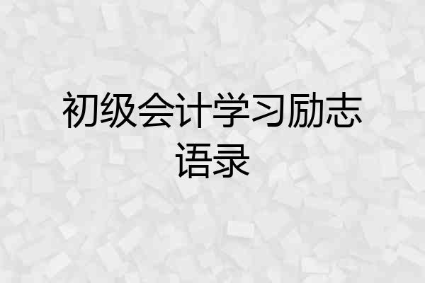 初级会计学习励志语录