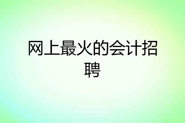 网上最火的会计招聘