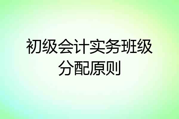 初级会计实务班级分配原则