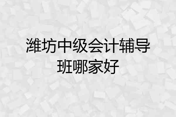 潍坊中级会计辅导班哪家好