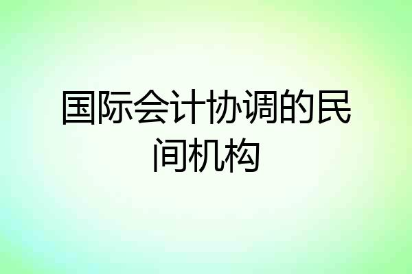 国际会计协调的民间机构