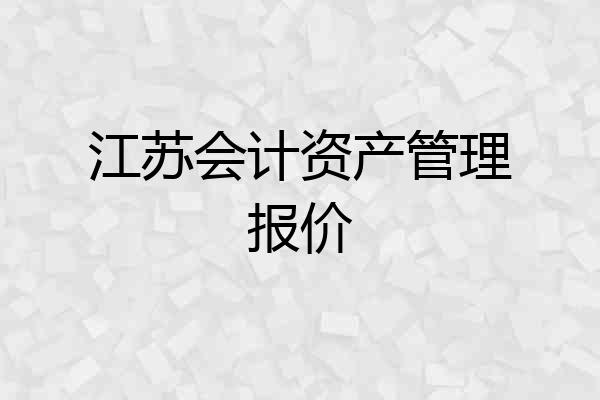 江苏会计资产管理报价