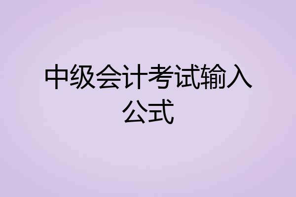 中级会计考试输入公式