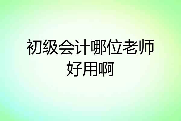 初级会计哪位老师好用啊