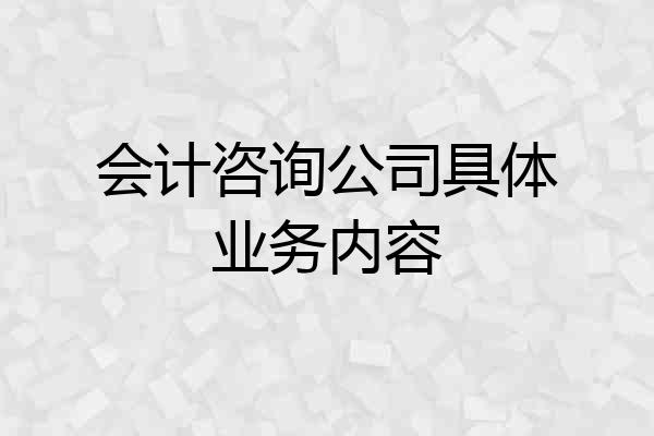 会计咨询公司具体业务内容