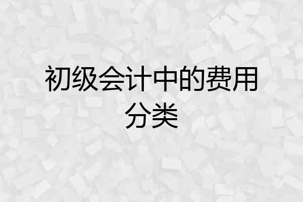 初级会计中的费用分类