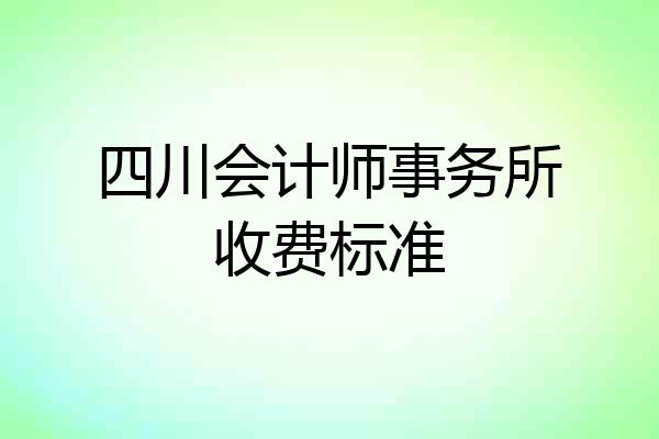 四川会计师事务所收费标准