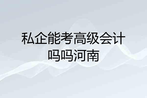 私企能考高级会计吗吗河南