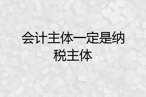 会计主体一定是纳税主体