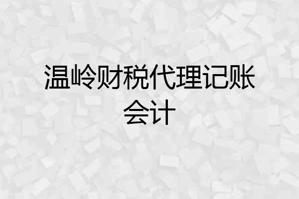 温岭财税代理记账会计
