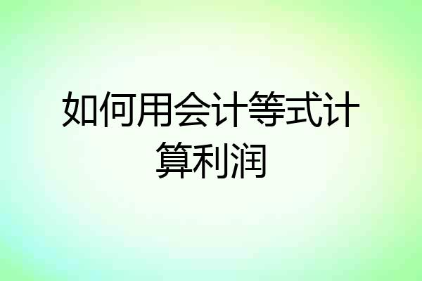 如何用会计等式计算利润
