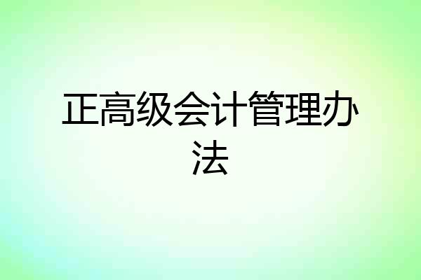 正高级会计管理办法