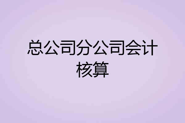 总公司分公司会计核算