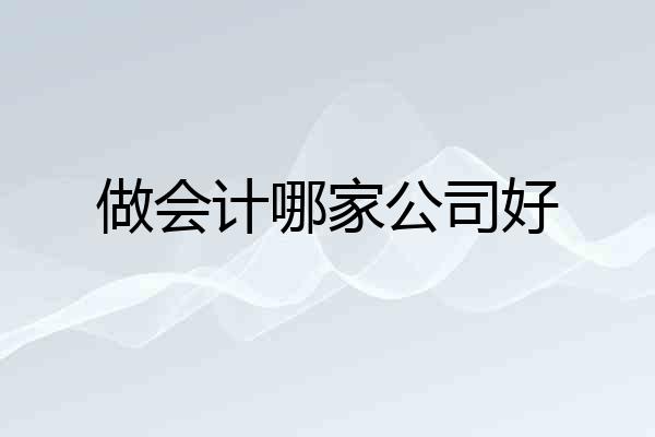 做会计哪家公司好