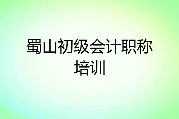 蜀山初级会计职称培训