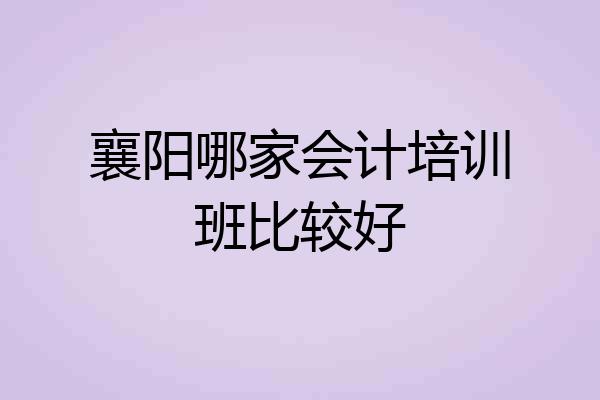 襄阳哪家会计培训班比较好