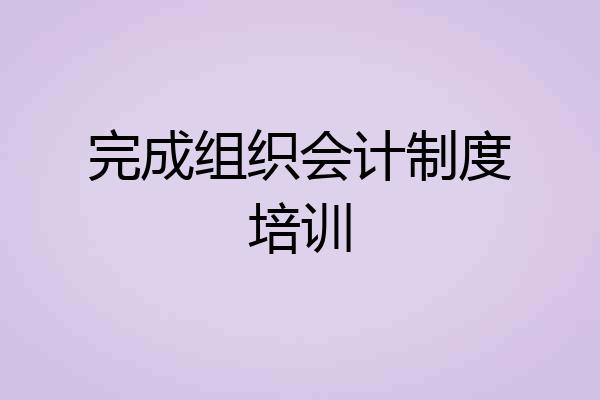 完成组织会计制度培训