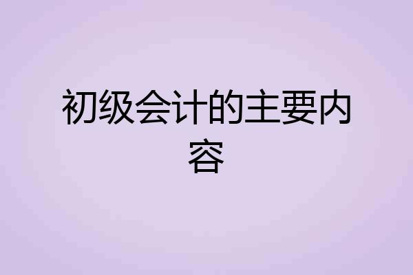 初级会计的主要内容