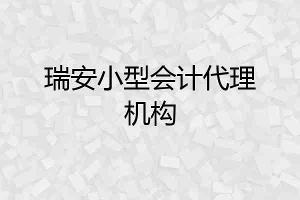 瑞安小型会计代理机构