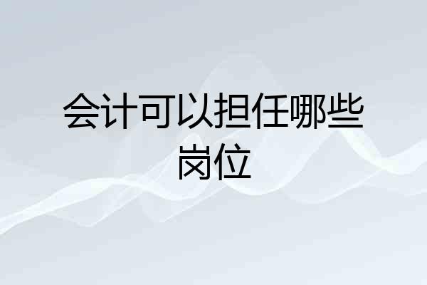 会计可以担任哪些岗位