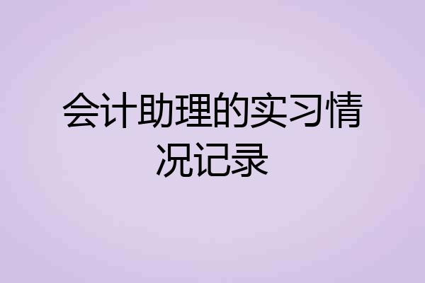 会计助理的实习情况记录