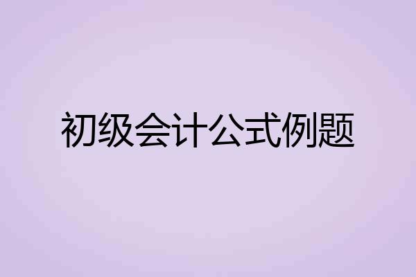 初级会计公式例题