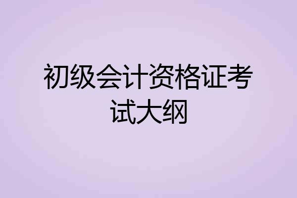 初级会计资格证考试大纲