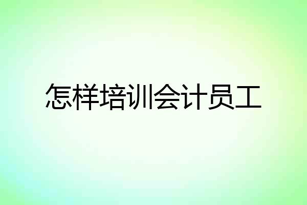 怎样培训会计员工