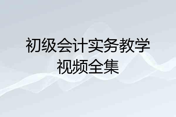 初级会计实务教学视频全集