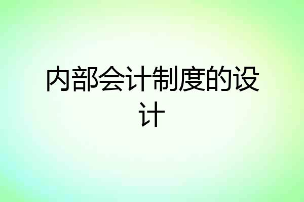内部会计制度的设计