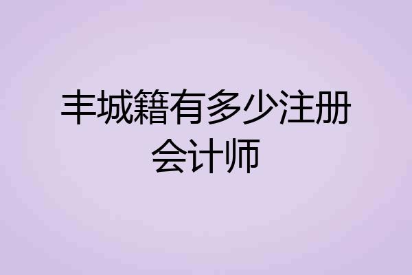 丰城籍有多少注册会计师