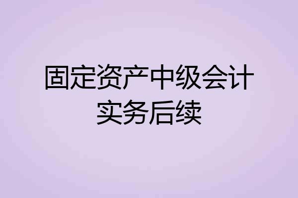 固定资产中级会计实务后续