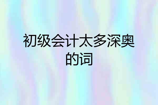 初级会计太多深奥的词